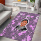 Rosa Parks Area Rug Purple Floral Pattern Civil Rights Tribute Bold Name Repeated Text Design - African Pride