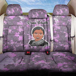 Rosa Parks Back Car Seat Cover Purple Floral Pattern Civil Rights Tribute Bold Name Repeated Text Design - African Pride