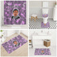 Rosa Parks Bathroom Set Purple Floral Pattern Civil Rights Tribute Bold Name Repeated Text Design - African Pride