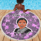 Rosa Parks Beach Blanket Purple Floral Pattern Civil Rights Tribute Bold Name Repeated Text Design - African Pride