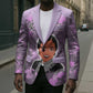 Rosa Parks Blazer Purple Floral Pattern Civil Rights Tribute Bold Name Repeated Text Design - African Pride