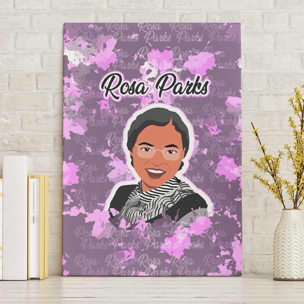 Rosa Parks Canvas Wall Art Purple Floral Pattern Civil Rights Tribute Bold Name Repeated Text Design - African Pride