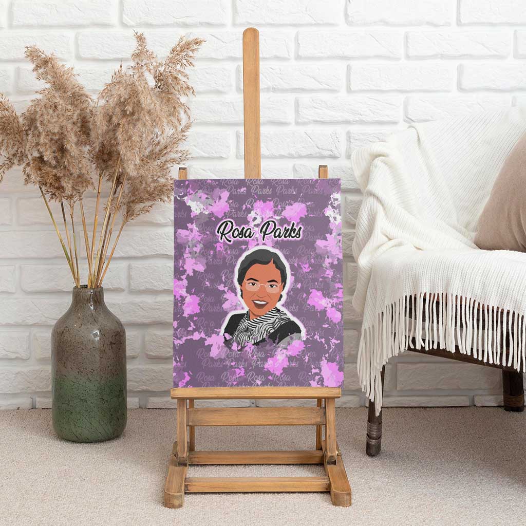 Rosa Parks Canvas Wall Art Purple Floral Pattern Civil Rights Tribute Bold Name Repeated Text Design - African Pride