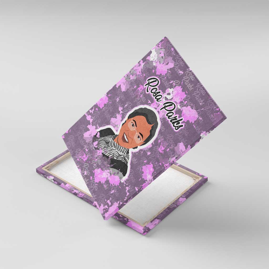 Rosa Parks Canvas Wall Art Purple Floral Pattern Civil Rights Tribute Bold Name Repeated Text Design - African Pride
