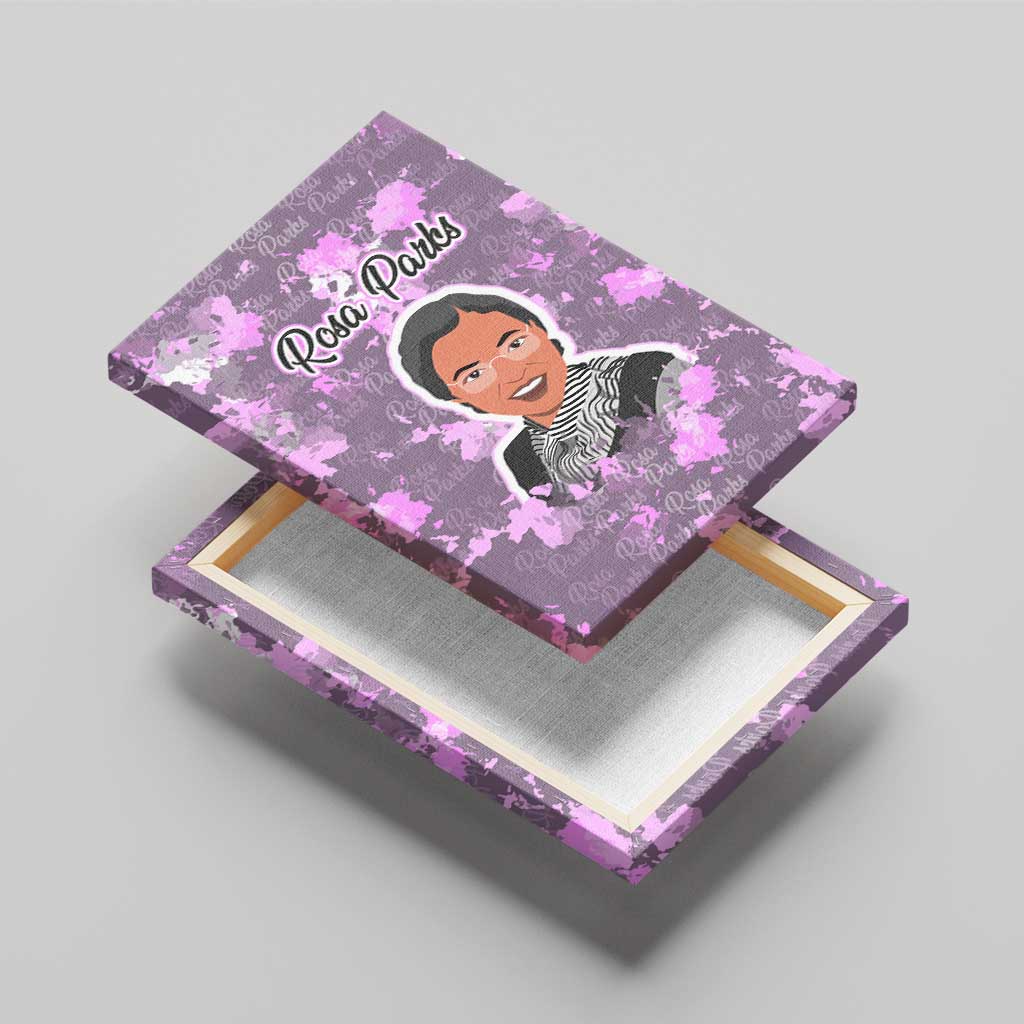 Rosa Parks Canvas Wall Art Purple Floral Pattern Civil Rights Tribute Bold Name Repeated Text Design - African Pride