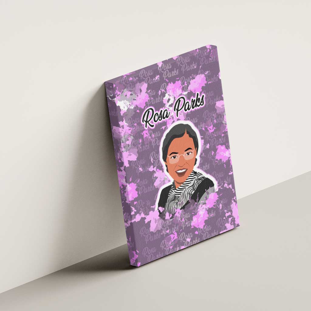 Rosa Parks Canvas Wall Art Purple Floral Pattern Civil Rights Tribute Bold Name Repeated Text Design - African Pride