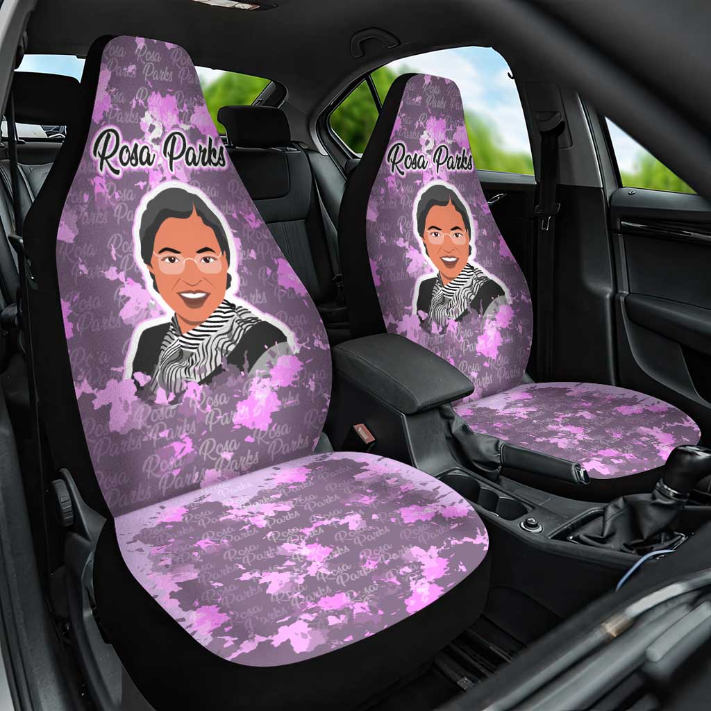 Rosa Parks Car Seat Cover Purple Floral Pattern Civil Rights Tribute Bold Name Repeated Text Design - African Pride