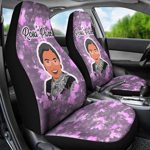 Rosa Parks Car Seat Cover Purple Floral Pattern Civil Rights Tribute Bold Name Repeated Text Design - African Pride
