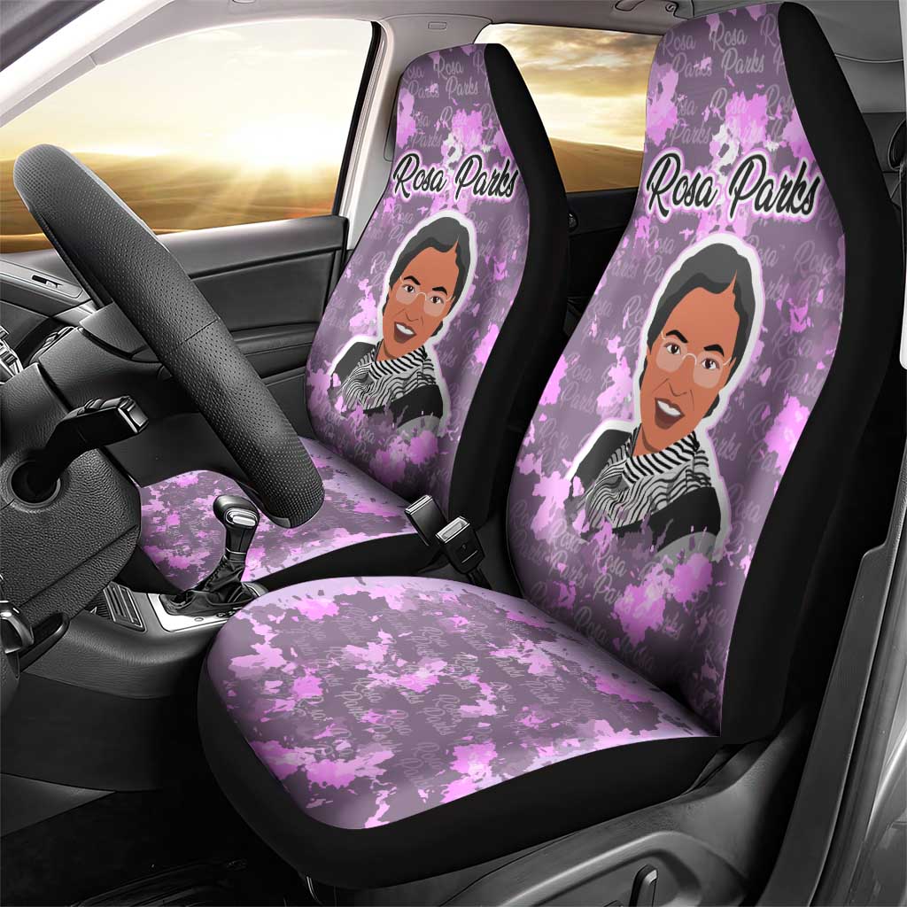 Rosa Parks Car Seat Cover Purple Floral Pattern Civil Rights Tribute Bold Name Repeated Text Design - African Pride