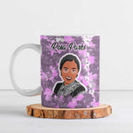 Rosa Parks Ceramic Mug Purple Floral Pattern Civil Rights Tribute Bold Name Repeated Text Design - African Pride
