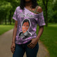 Rosa Parks Cross Shoulder Shirt Purple Floral Pattern Civil Rights Tribute Bold Name Repeated Text Design - African Pride