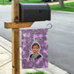 Rosa Parks Garden Flag Purple Floral Pattern Civil Rights Tribute Bold Name Repeated Text Design - African Pride