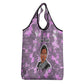 Rosa Parks Grocery Bag Purple Floral Pattern Civil Rights Tribute Bold Name Repeated Text Design - African Pride