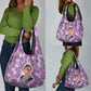 Rosa Parks Grocery Bag Purple Floral Pattern Civil Rights Tribute Bold Name Repeated Text Design - African Pride