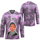 Rosa Parks Hockey Jersey Purple Floral Pattern Civil Rights Tribute Bold Name Repeated Text Design - African Pride