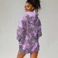 Rosa Parks Hoodie Dress Purple Floral Pattern Civil Rights Tribute Bold Name Repeated Text Design - African Pride