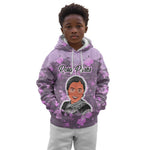 Rosa Parks Kid Hoodie Purple Floral Pattern Civil Rights Tribute Bold Name Repeated Text Design - African Pride
