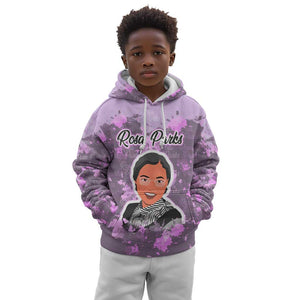 Rosa Parks Kid Hoodie Purple Floral Pattern Civil Rights Tribute Bold Name Repeated Text Design - African Pride