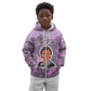 Rosa Parks Kid Hoodie Purple Floral Pattern Civil Rights Tribute Bold Name Repeated Text Design - African Pride