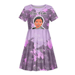 Rosa Parks Kid Short Sleeve Dress Purple Floral Pattern Civil Rights Tribute Bold Name Repeated Text Design TS04