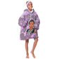 Rosa Parks Kid Wearable Blanket Hoodie Purple Floral Pattern Civil Rights Tribute Bold Name Repeated Text Design - African Pride