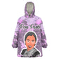 Rosa Parks Kid Wearable Blanket Hoodie Purple Floral Pattern Civil Rights Tribute Bold Name Repeated Text Design - African Pride