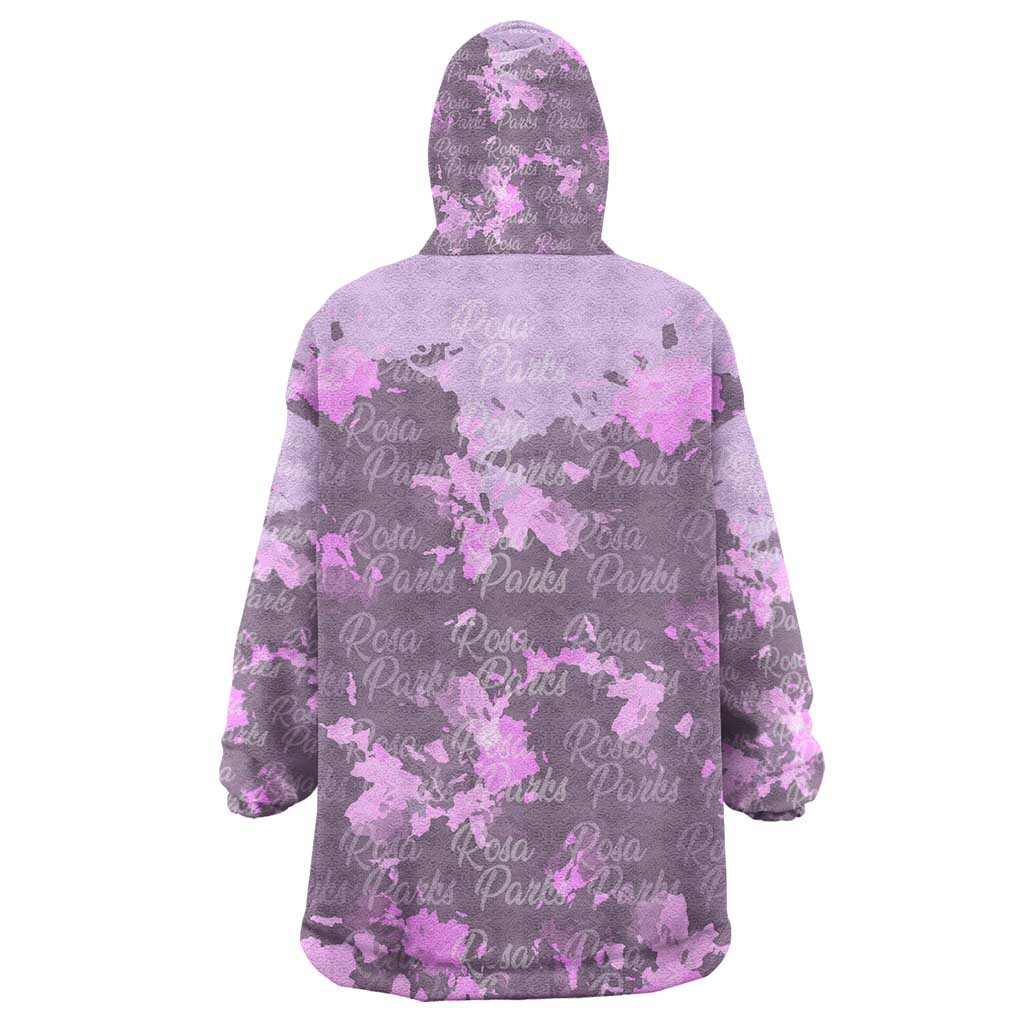 Rosa Parks Kid Wearable Blanket Hoodie Purple Floral Pattern Civil Rights Tribute Bold Name Repeated Text Design - African Pride