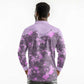 Rosa Parks Long Sleeve Polo Shirt Purple Floral Pattern Civil Rights Tribute Bold Name Repeated Text Design - African Pride