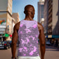 Rosa Parks Men Tank Top Purple Floral Pattern Civil Rights Tribute Bold Name Repeated Text Design - African Pride