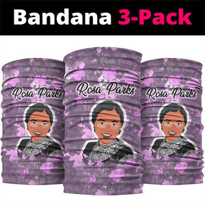 Rosa Parks Neck Gaiter Purple Floral Pattern Civil Rights Tribute Bold Name Repeated Text Design - African Pride