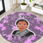 Rosa Parks Round Carpet Purple Floral Pattern Civil Rights Tribute Bold Name Repeated Text Design - African Pride