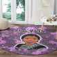 Rosa Parks Round Carpet Purple Floral Pattern Civil Rights Tribute Bold Name Repeated Text Design - African Pride