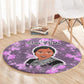Rosa Parks Round Carpet Purple Floral Pattern Civil Rights Tribute Bold Name Repeated Text Design - African Pride