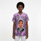 Rosa Parks Scrub Top Purple Floral Pattern Civil Rights Tribute Bold Name Repeated Text Design - African Pride