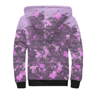 Rosa Parks Sherpa Hoodie Purple Floral Pattern Civil Rights Tribute Bold Name Repeated Text Design - African Pride