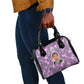 Rosa Parks Shoulder Handbag Purple Floral Pattern Civil Rights Tribute Bold Name Repeated Text Design - African Pride