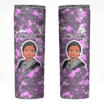 Rosa Parks Skinny Tumbler Purple Floral Pattern Civil Rights Tribute Bold Name Repeated Text Design - African Pride