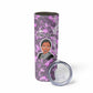 Rosa Parks Skinny Tumbler Purple Floral Pattern Civil Rights Tribute Bold Name Repeated Text Design - African Pride