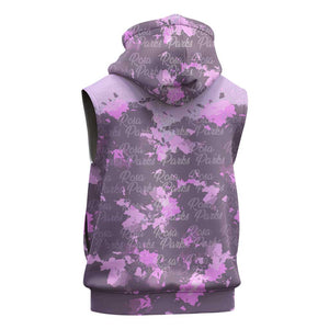 Rosa Parks Sleeveless Hoodie Purple Floral Pattern Civil Rights Tribute Bold Name Repeated Text Design - African Pride
