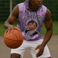 Rosa Parks Sleeveless Hoodie Purple Floral Pattern Civil Rights Tribute Bold Name Repeated Text Design - African Pride