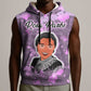 Rosa Parks Sleeveless Hoodie Purple Floral Pattern Civil Rights Tribute Bold Name Repeated Text Design - African Pride