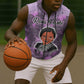 Rosa Parks Sleeveless Zip Hoodie Purple Floral Pattern Civil Rights Tribute Bold Name Repeated Text Design - African Pride