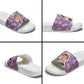 Rosa Parks Slide Sandals Purple Floral Pattern Civil Rights Tribute Bold Name Repeated Text Design - African Pride