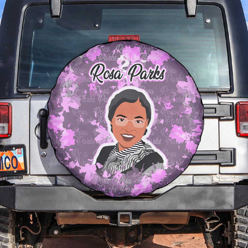 Rosa Parks Spare Tire Cover Purple Floral Pattern Civil Rights Tribute Bold Name Repeated Text Design - African Pride