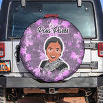 Rosa Parks Spare Tire Cover Purple Floral Pattern Civil Rights Tribute Bold Name Repeated Text Design - African Pride
