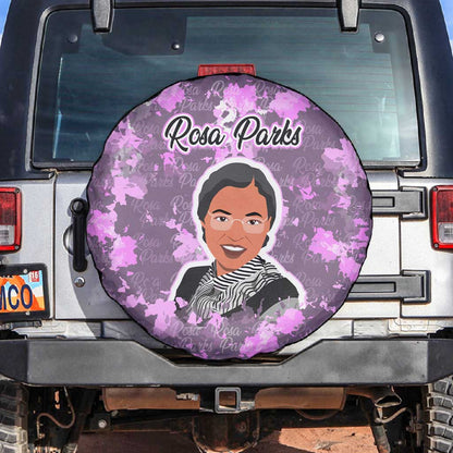 Rosa Parks Spare Tire Cover Purple Floral Pattern Civil Rights Tribute Bold Name Repeated Text Design - African Pride