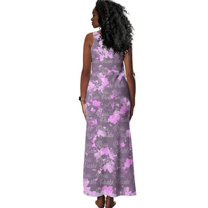 Rosa Parks Tank Maxi Dress Purple Floral Pattern Civil Rights Tribute Bold Name Repeated Text Design - African Pride