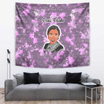 Rosa Parks Tapestry Purple Floral Pattern Civil Rights Tribute Bold Name Repeated Text Design - African Pride
