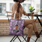 Rosa Parks Tote Bag Purple Floral Pattern Civil Rights Tribute Bold Name Repeated Text Design - African Pride
