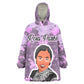 Rosa Parks Wearable Blanket Hoodie Purple Floral Pattern Civil Rights Tribute Bold Name Repeated Text Design - African Pride